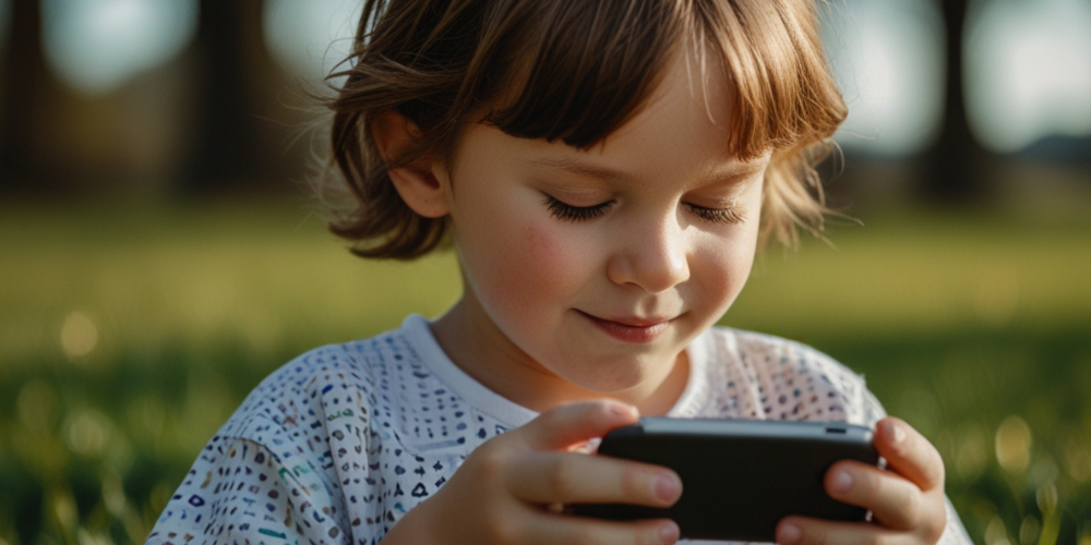 child playing on a smartphone